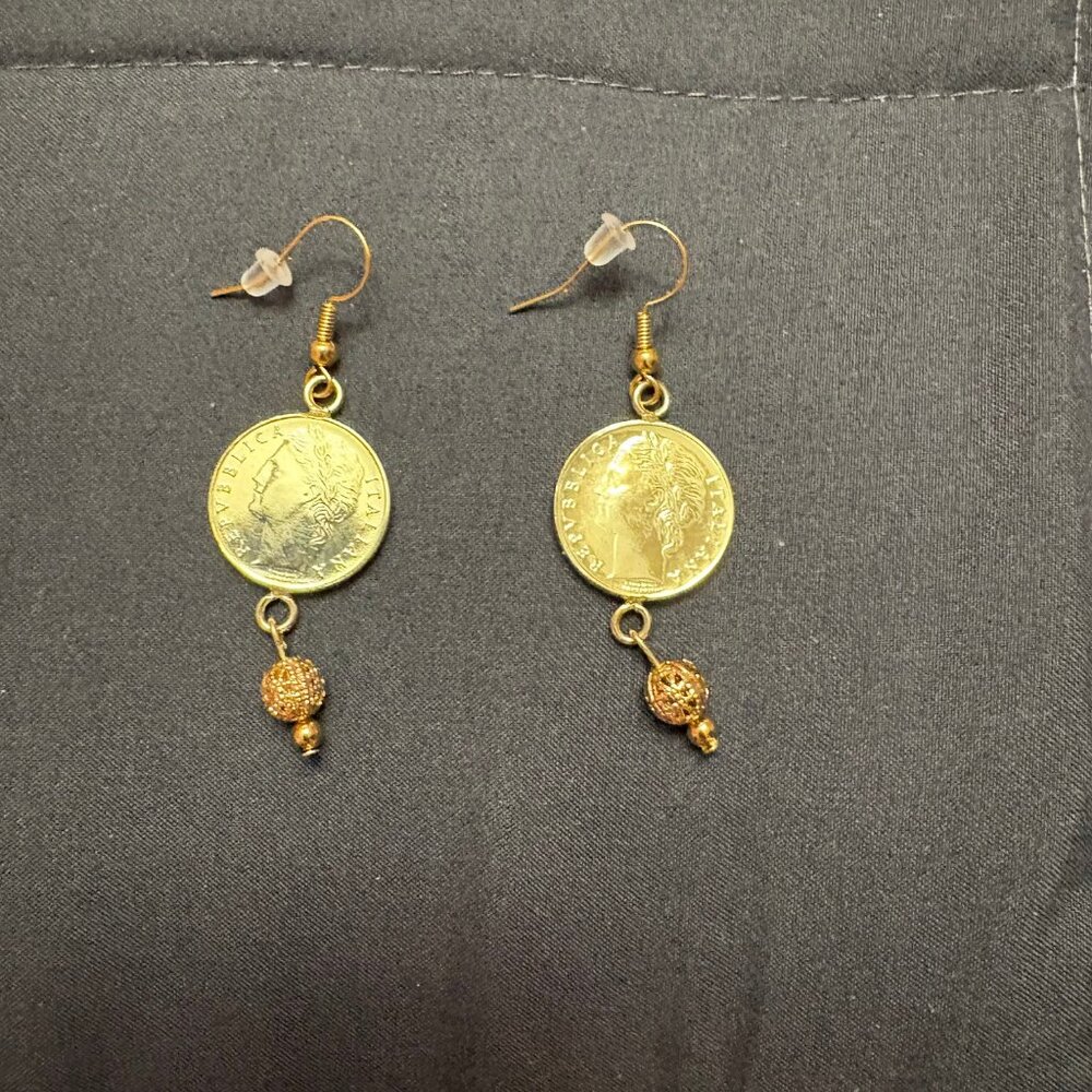Bellezza 100 Lira Mini Coin Bronze Link Station Necklace and Earrings - New HSN - Picture 10 of 12